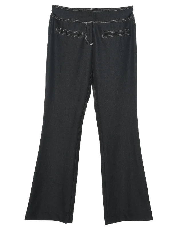 Black Contrast Stitch Flared Trousers - W31 L32 Trousers luxurious high-end