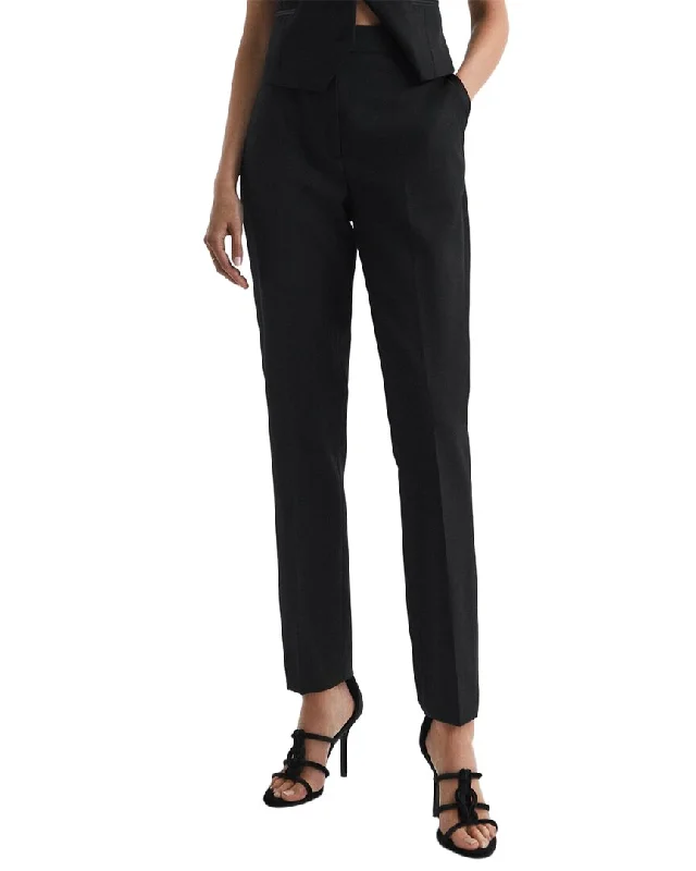 Reiss Alia Wool-Blend Trouser Trousers Elastic Waist Soft