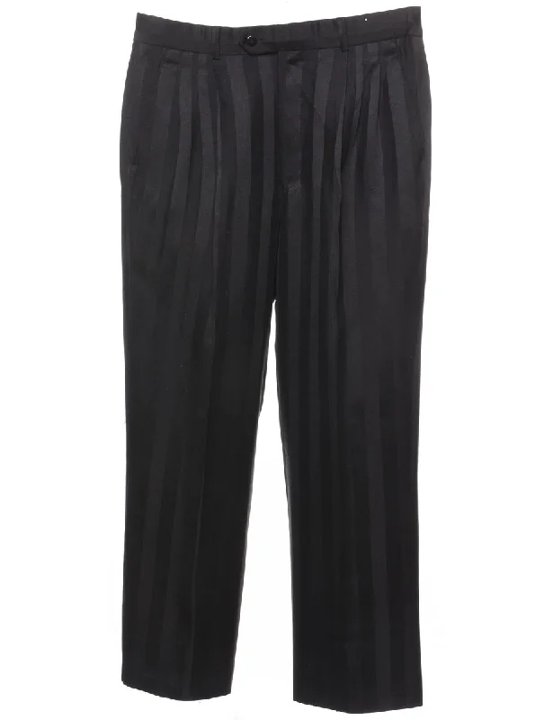 Black Striped Straight-Fit Trousers - W34 L28 Trousers Review Highly