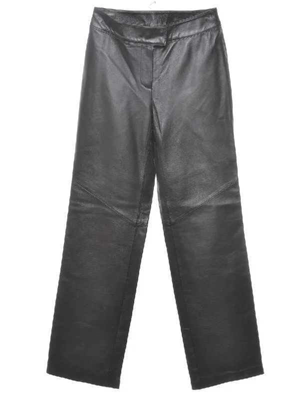 Black Leather Trousers - W26 L32 Trousers Denim Blue