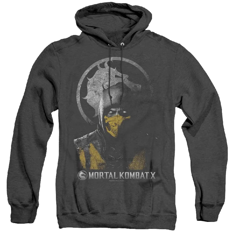 Mortal Kombat Scorpion Bust - Heather Pullover Hoodie Boyleg Sleeve Pullover