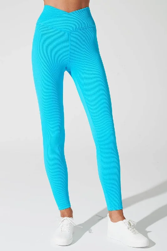 Bondi V Ribbed Legging - Pacific Blue Trendy Ombre Effect Leggings