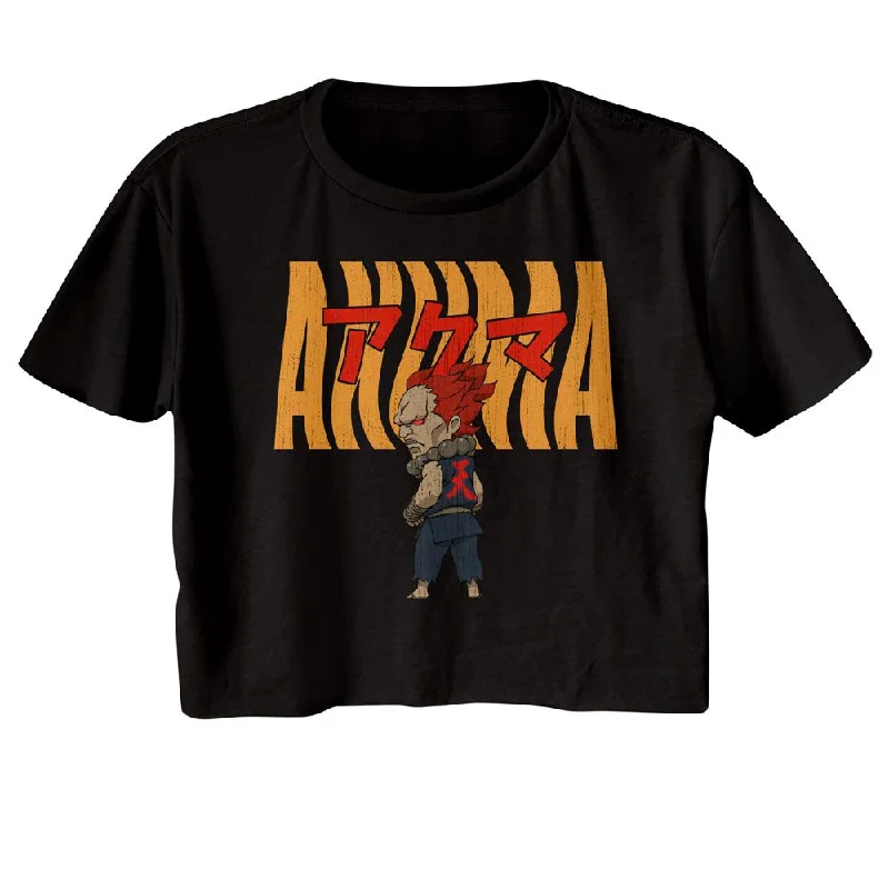 STREET FIGHTER Crop Top, Akuma Warped Text Faux Fur Fabric Real Fur Fabric Shearling Fabric