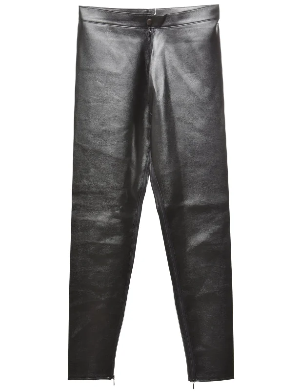Black Trousers - W28 L31 Trousers Leather Faux