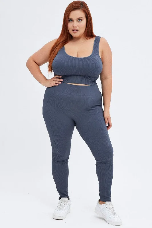 Grey Leggings Activewear Comfortable Classic Yoga Leggings