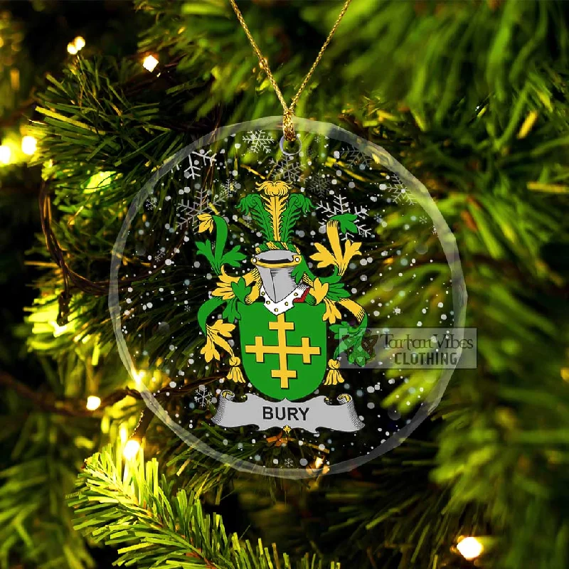Bury Irish Clan Christmas Glass Ornament with Coat of Arms A-Line Ball Gown Mermaid