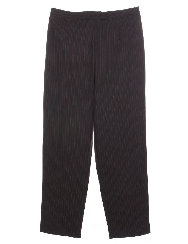 Black Pinstriped Trousers - W30 L29 Trousers Hiking Durable