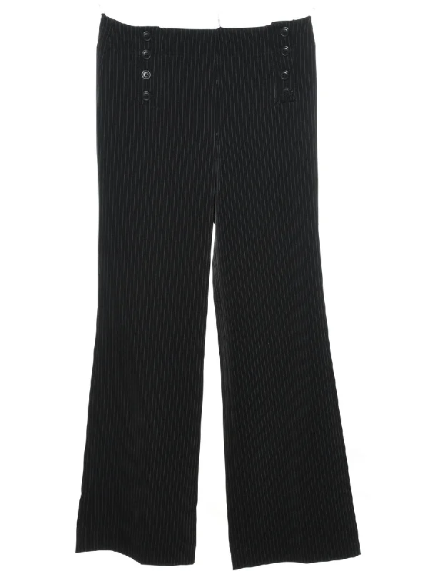 Black Striped High Waist Trousers - W32 L32 Trousers Top Rated