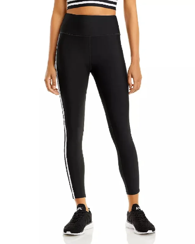 AQUA Athletic Women's Side Striped Leggings, Black, L Stylish Sporty Performance Leggings