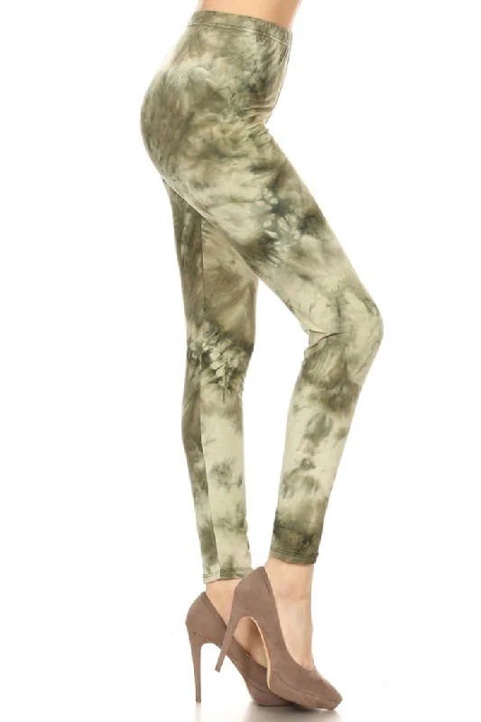 Olive Tie Dye Leggings Stylish Sweat-Proof Leggings