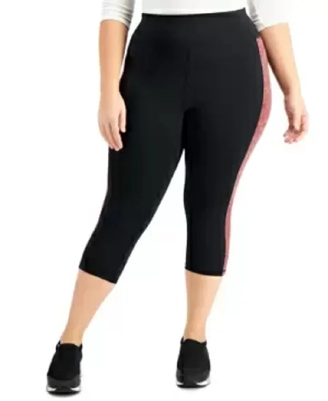 Ideology Plus Women's Colorblocked Capri Leggings, Noir Tile Red 1X Stylish Sweat-Proof Leggings Ideology Plus Women's Colorblocked Capri Leggings, Noir Tile Red 1X Stylish Sweat-Proof Leggings
