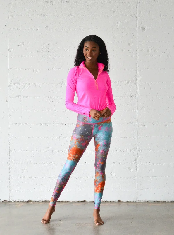 WOMEN'S SWIM LEGGINGS  - KOI POND Stylish Stretch-Waist Leggings