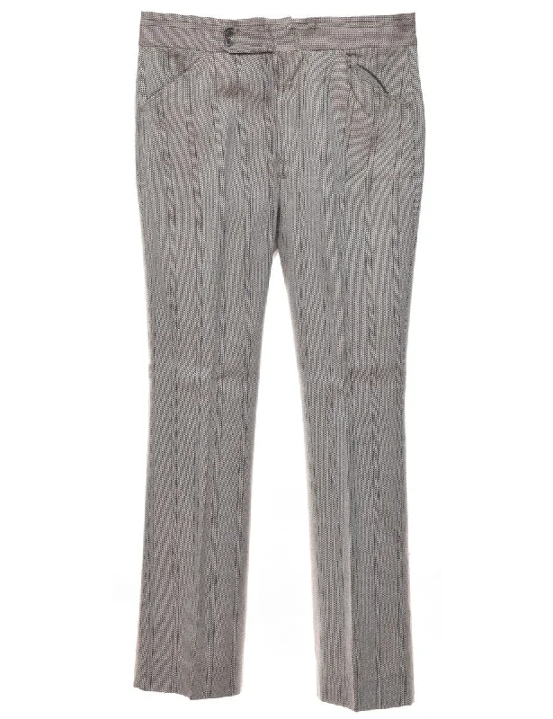1970s Grey Striped Suit Trousers - W34 L32 Trousers Low Rise Relaxed
