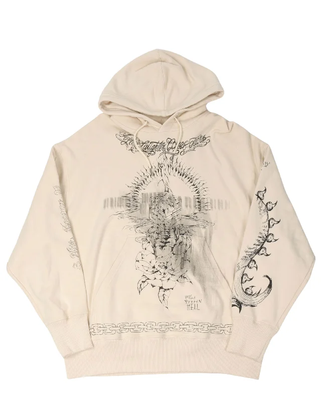 Tattoo Graphic Hoodie Hoodie with Hem Detail Decorative Unique