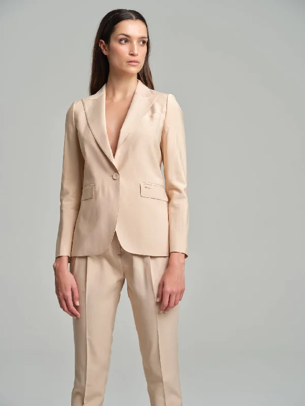 Straight leg pleated trousers with self-fabric buckle Trousers Business Professional