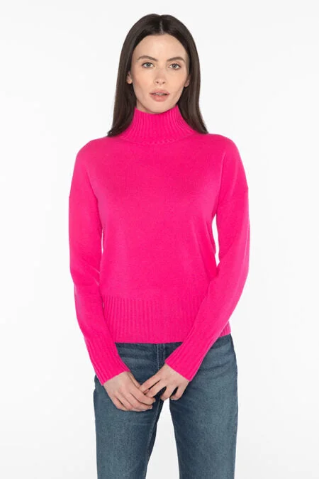 Kinross Cashmere Rib Funnel Pullover Port Neck Pullover