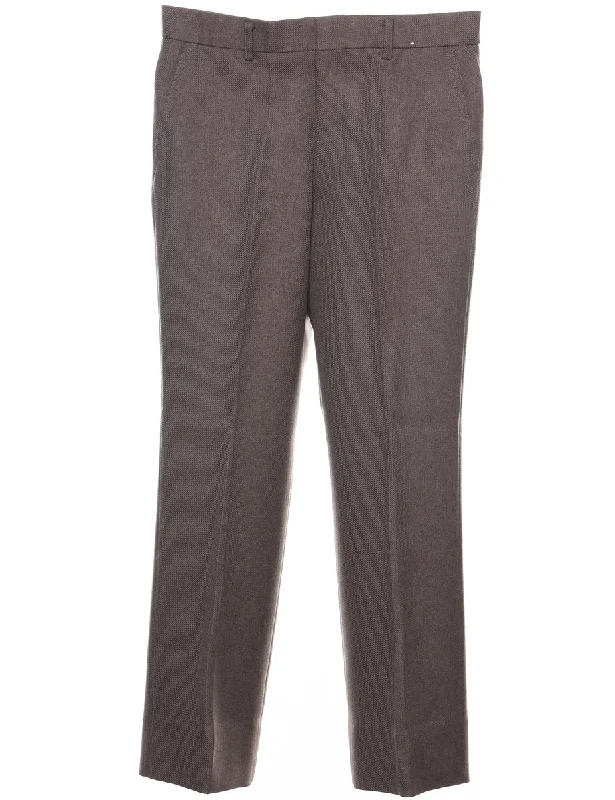 Brown Classic Tapered Trousers - W32 L29 Chinos Cotton Straight Leg