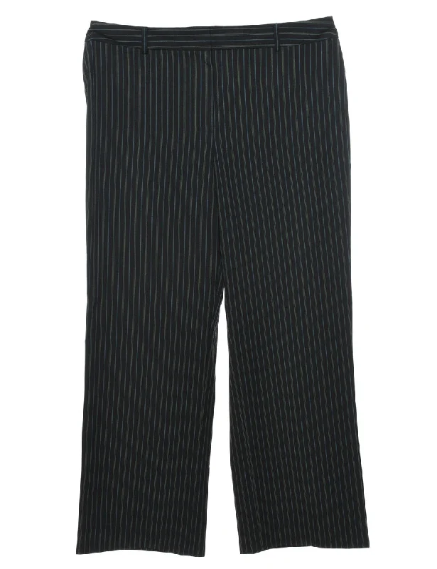 Black & Blue Pinstriped Trousers - W36 L30 Trousers Denim Distressed