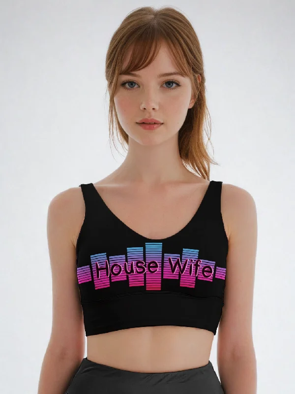 House Wife Sports Crop Top Seamless Knitted Crochet