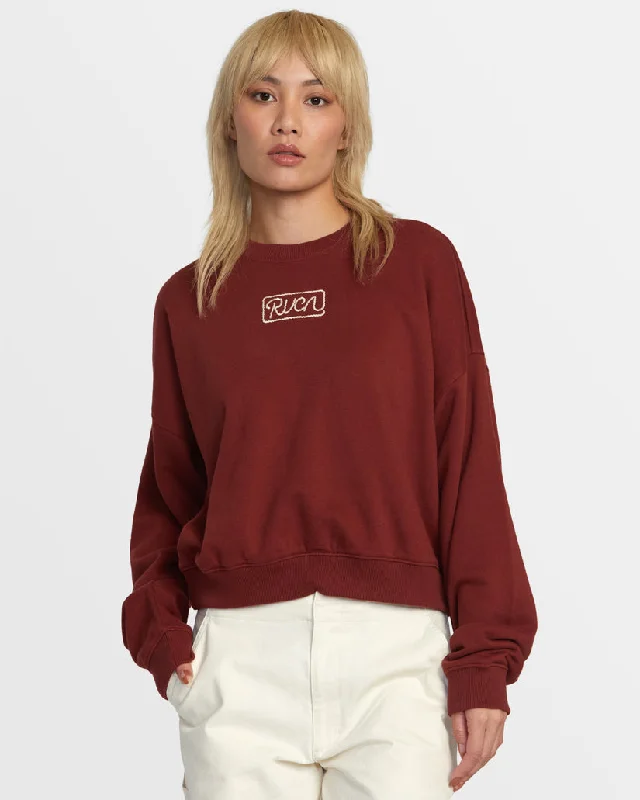RVCA COURT CREW SWEATSHIRT - MADDER BROWN Hoodie with Gradient Ombre Colorful