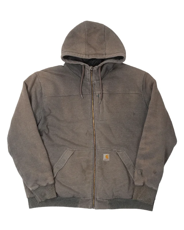 Carhartt Quilted Lining Zip Up Hoodie Hoodie with Mock Neck Collared Structured