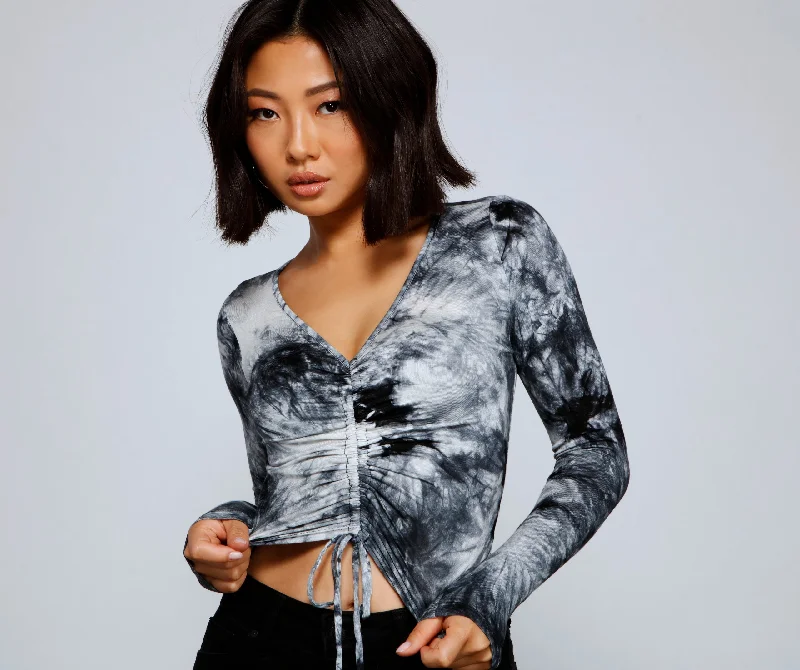 Splash of Color Tie-Dye Crop Top Graphic Embroidered Appliqued