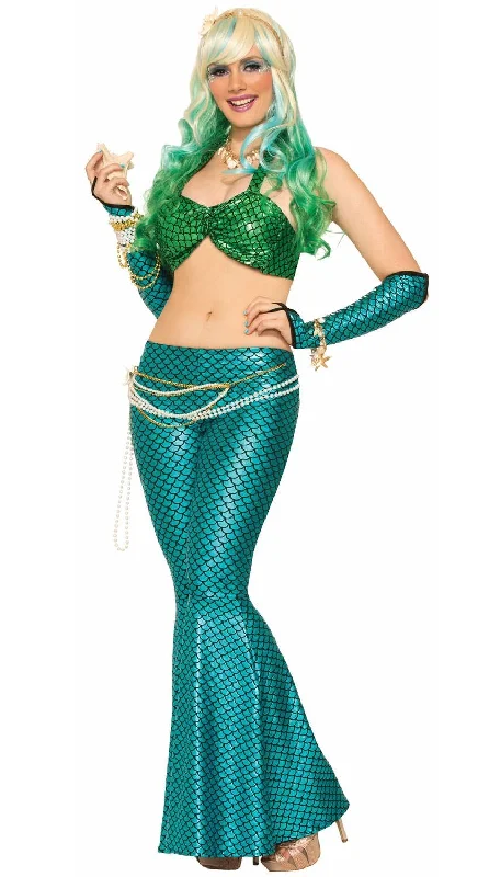 Sea Maiden Womens Blue Mermaid Scale Costume Leggings Comfortable Running Leggings
