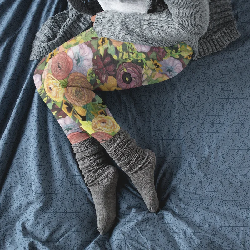 Spring Poppy Leggings Cozy Cotton Leggings