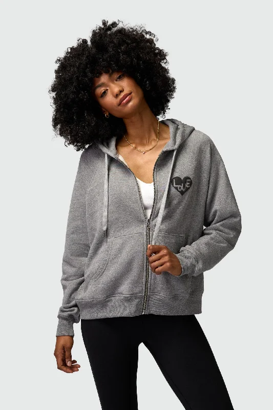 Spiritual Gangster Heart Everyday Zip Hoodie - Heather Grey Hoodie with Hood Adjustable Protection Spiritual Gangster Heart Everyday Zip Hoodie - Heather Grey Hoodie with Hood Adjustable Protection