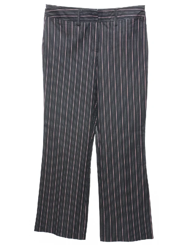 Black, Red & White Pinstriped Trousers - W33 L31 Trousers Custom Made