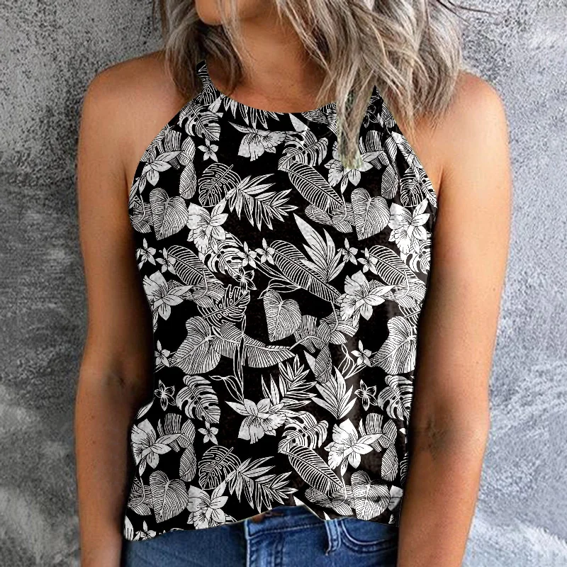 Women's Bohemian Print Vest Stitching Retro Pullover Slim Top Fine Merino Wool