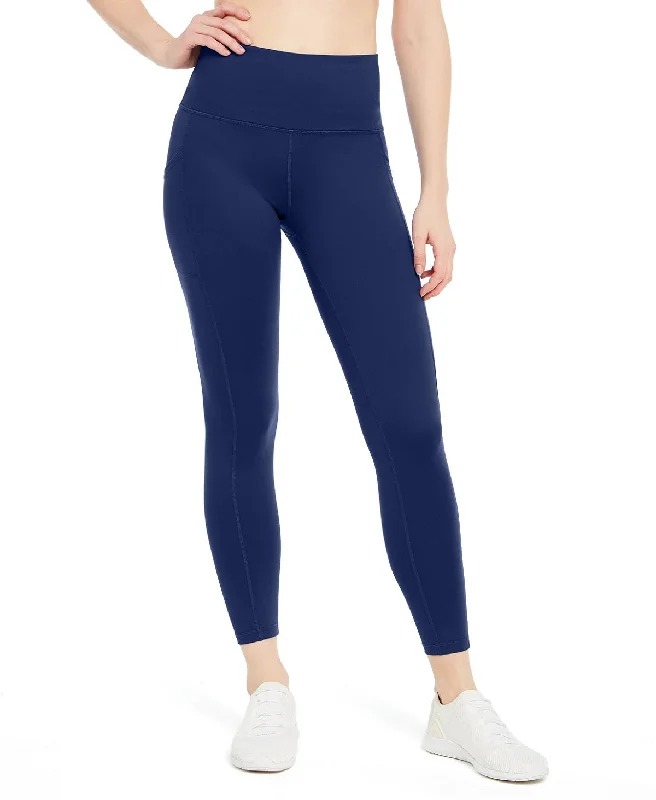 ID Ideology High-Waist Side-Pocket 7/8 Length Leggings, Indigo Sea, M Comfortable Tummy Shaping Leggings