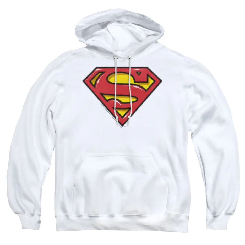 Superman Airbrush Shield - Pullover Hoodie Ribbed Crew Neck