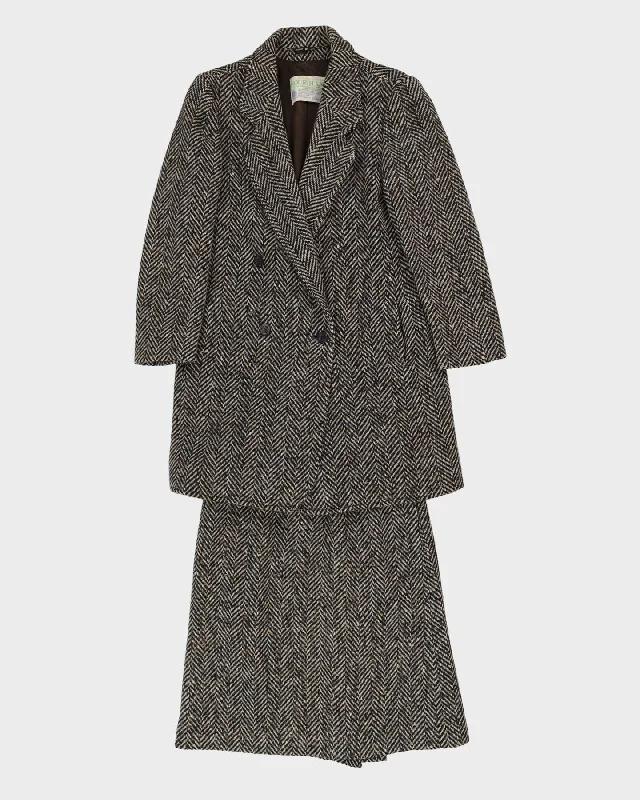 Vintage 1980s Hourihan Of Dublin Coat And Skirt Set - S Houndstooth Coat Plaid Coat Tartan Coat Vintage 1980s Hourihan Of Dublin Coat And Skirt Set - S Houndstooth Coat Plaid Coat Tartan Coat