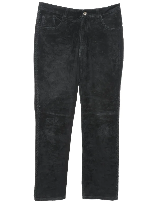 Black Classic Suede Trousers - W32 L30 Trousers practical durable