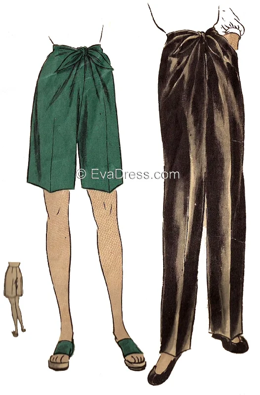 1945 Front-Tie Trousers & Shorts, T40-5490 Trousers Flared Retro