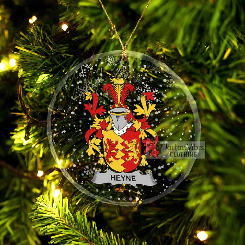 Heyne Irish Clan Christmas Glass Ornament with Coat of Arms Trim Padded Insulated