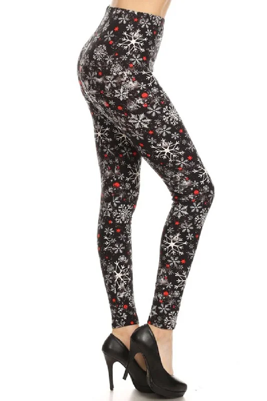 Snowflake Evening Design Leggings Cozy Sweat-Wicking Leggings