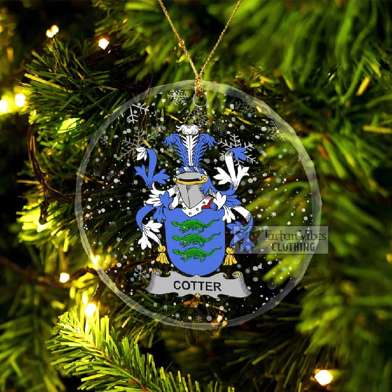Cotter Irish Clan Christmas Glass Ornament with Coat of Arms empire Basque Peplum