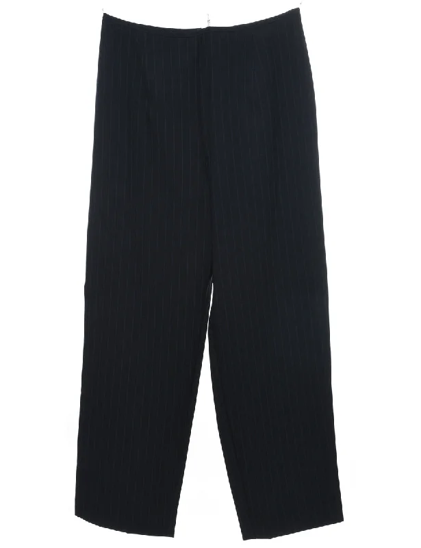 Black Pinstriped Trousers - W30 L30 Trousers Travel Practical