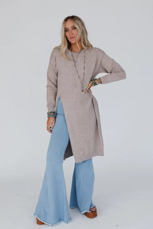 Alaia Longline Pullover - Mushroom Batwing Sleeve Top