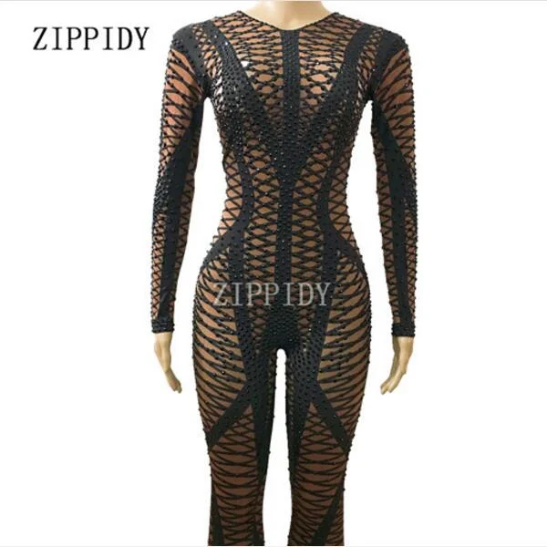 Black Bling Rhinestones Dark Skin Color Skinny Jumpsuit Female Singer Nightclub Party Costume One-piece Leggings Oufit Rompers Trendy Sports Performance Leggings Black Bling Rhinestones Dark Skin Color Skinny Jumpsuit Female Singer Nightclub Party Costume One-piece Leggings Oufit Rompers Trendy Sports Performance Leggings