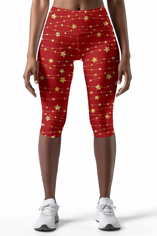 Luxe-Berry Ellie Red Star Print Christmas Yoga Capri Leggings - Women Stylish Capri Leggings Luxe-Berry Ellie Red Star Print Christmas Yoga Capri Leggings - Women Stylish Capri Leggings