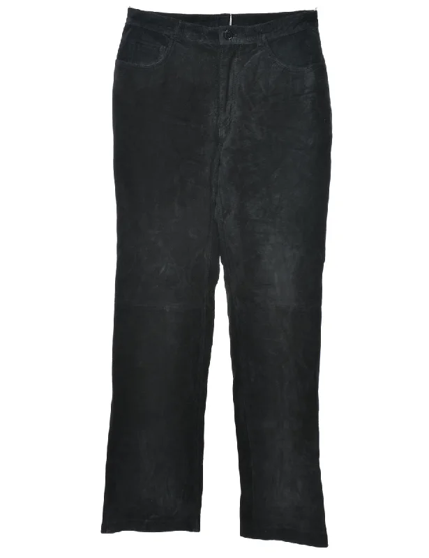 Black Suede Classic Trousers - W29 L31 Trousers fashionable trendy