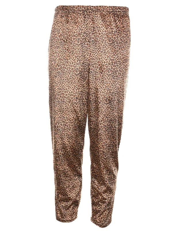 1990s Leopard Print Velour Trousers - W28 L29 Trousers Spring Floral