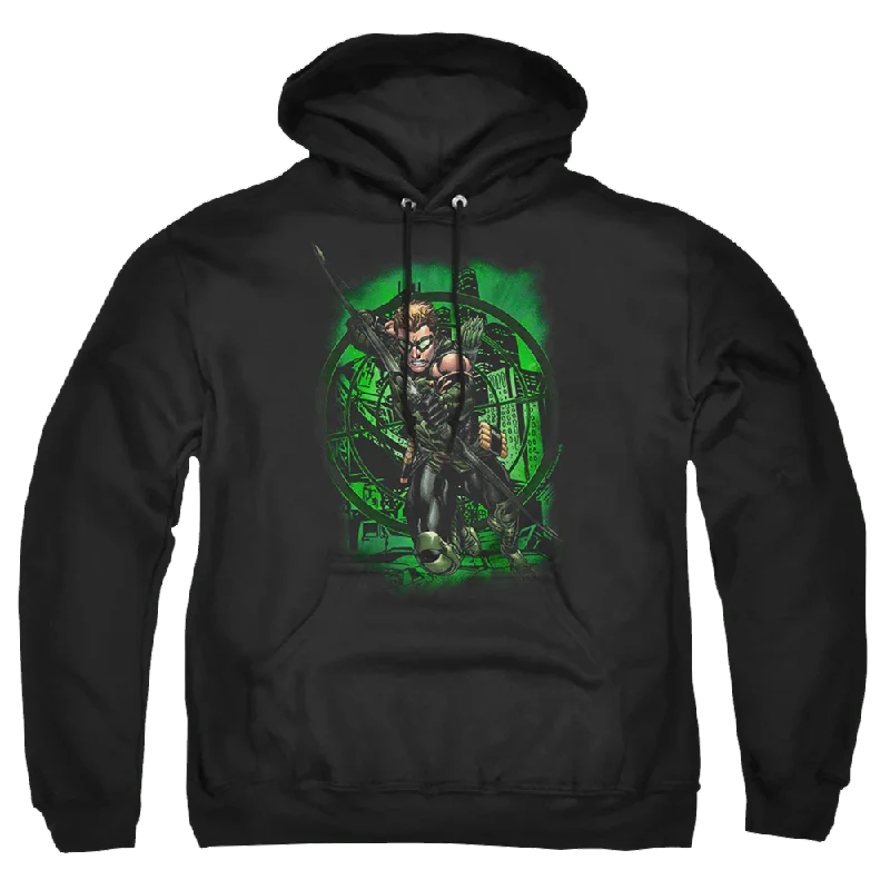 Green Arrow In My Sight - Pullover Hoodie Lantern Sleeve Elegant