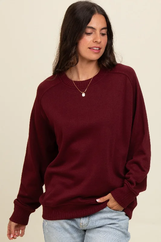Burgundy Pullover Terry Crewneck Short Sleeve Top
