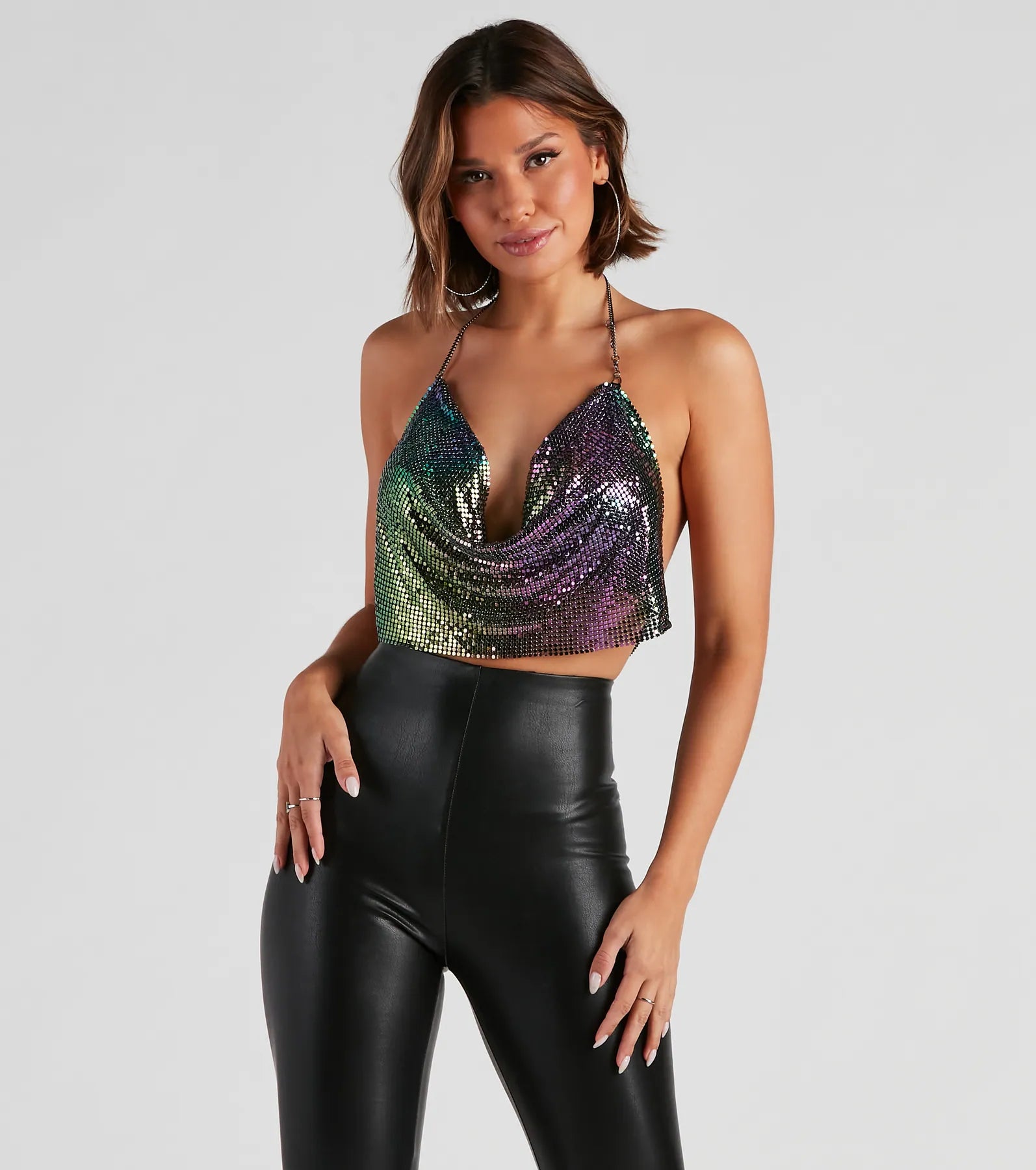 Fever Dream Chainmail Crop Top Cashmere Blend Cotton Blend Poly Blend