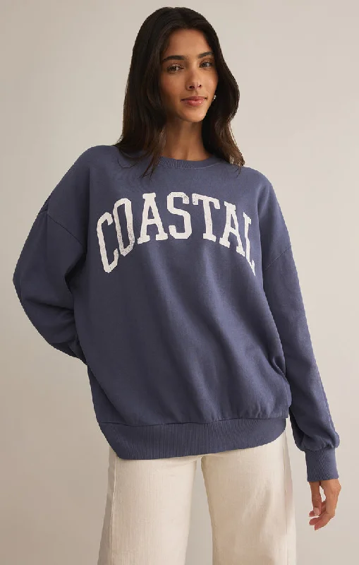 Z-Supply Coastal Sunday Sweatshirt - WORN BLUE Hoodie with Button Classic Timeless