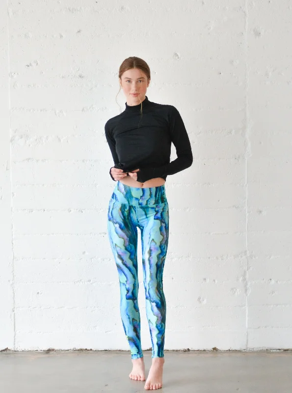 WOMEN'S SWIM LEGGINGS  - BLUE ABALONE Trendy Mesh Leggings